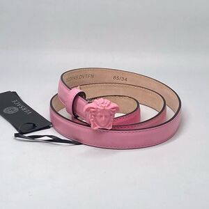 Versace Pink Leather Medusa Buckle Belt size 85/34”
